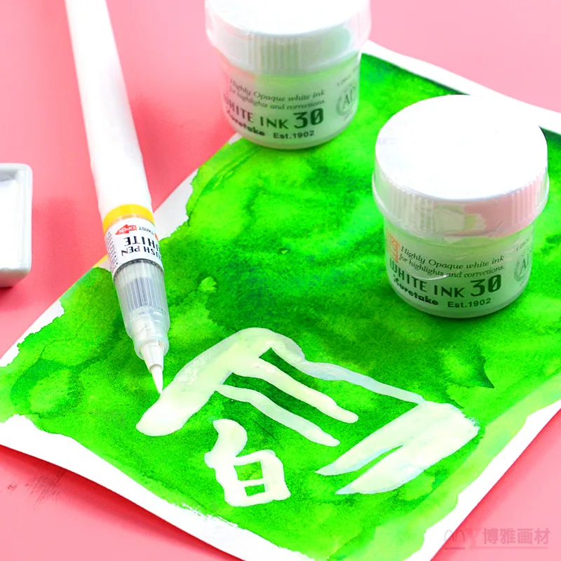 ZIG Inchiostro Bianco Opaco Kuretake Vernice per Punti salienti e Correzioni 30ml Giappone