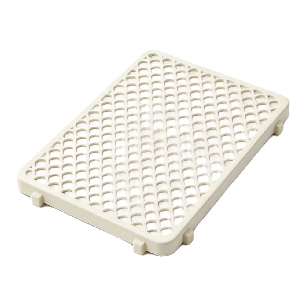 Beige Sink Protector Grid Flexible Silicone Drainage Mat Heat Resistant Mat Scratch Protection Center Drain Compatibility