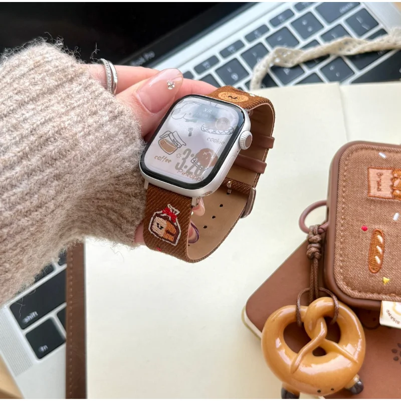 Denim Strap For Huawei Watch Fit4/Fit3 Correa Bracelet Cartoon Embroidered Watchband For HUAWEI watch Fit4 Pro Sport Wristband