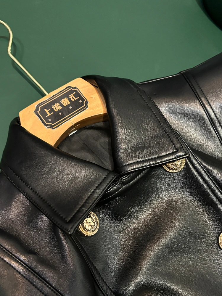 Inizio inverno 2025 Celebri Faion oulder imbottito doppio petto ort Biker in pelle Jaet da donna slim fit lungo Sve