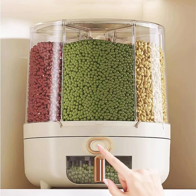 곤충 방지 습기 방지 회전 밥 상자, 곡물 밀폐 항아리 주방 용기, 6kg 보관 상자 뚜껑, 신제품