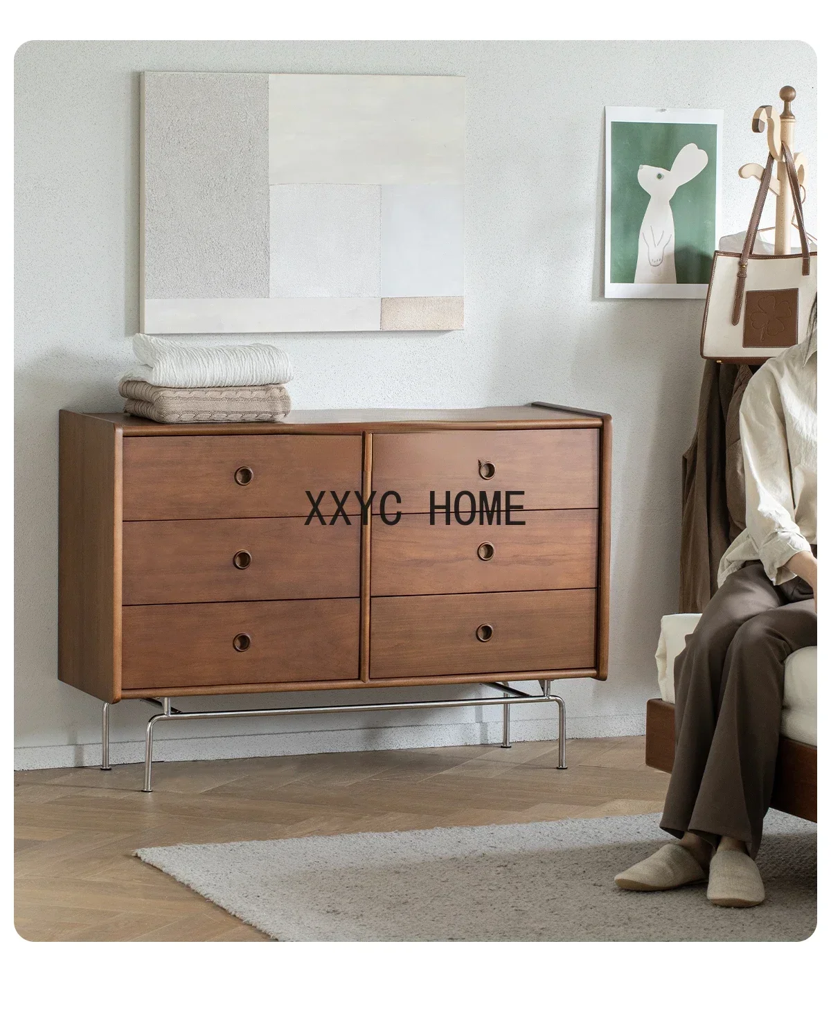 Chest of Six Drawers Locker Storage Chest of Drawer Japanese Style Small Apartment Cabinet