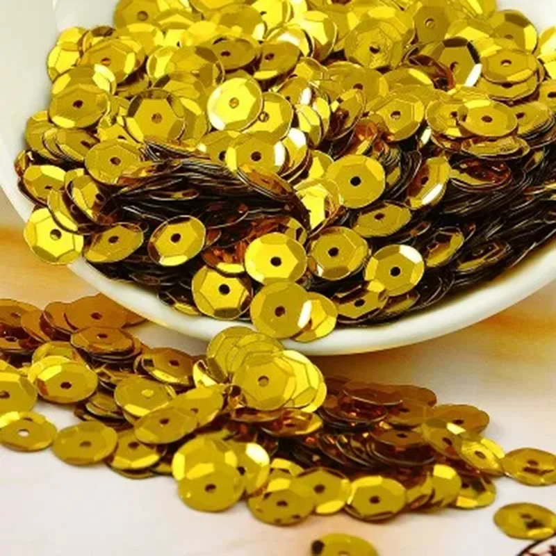 750pcs 10mm Large PVC Sequin Cup Round Sequins For Craft  Wedding Handcraft Kids DIY Accessory Gold Hologram Laser Red