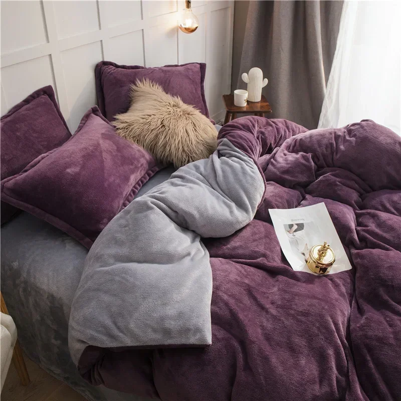 1PC Winter Double-sided Fluffy Flannel Duvet Velvet Cover Single & Double Size Duvet Cover Bed Sack Warm Plush Quilt Cover