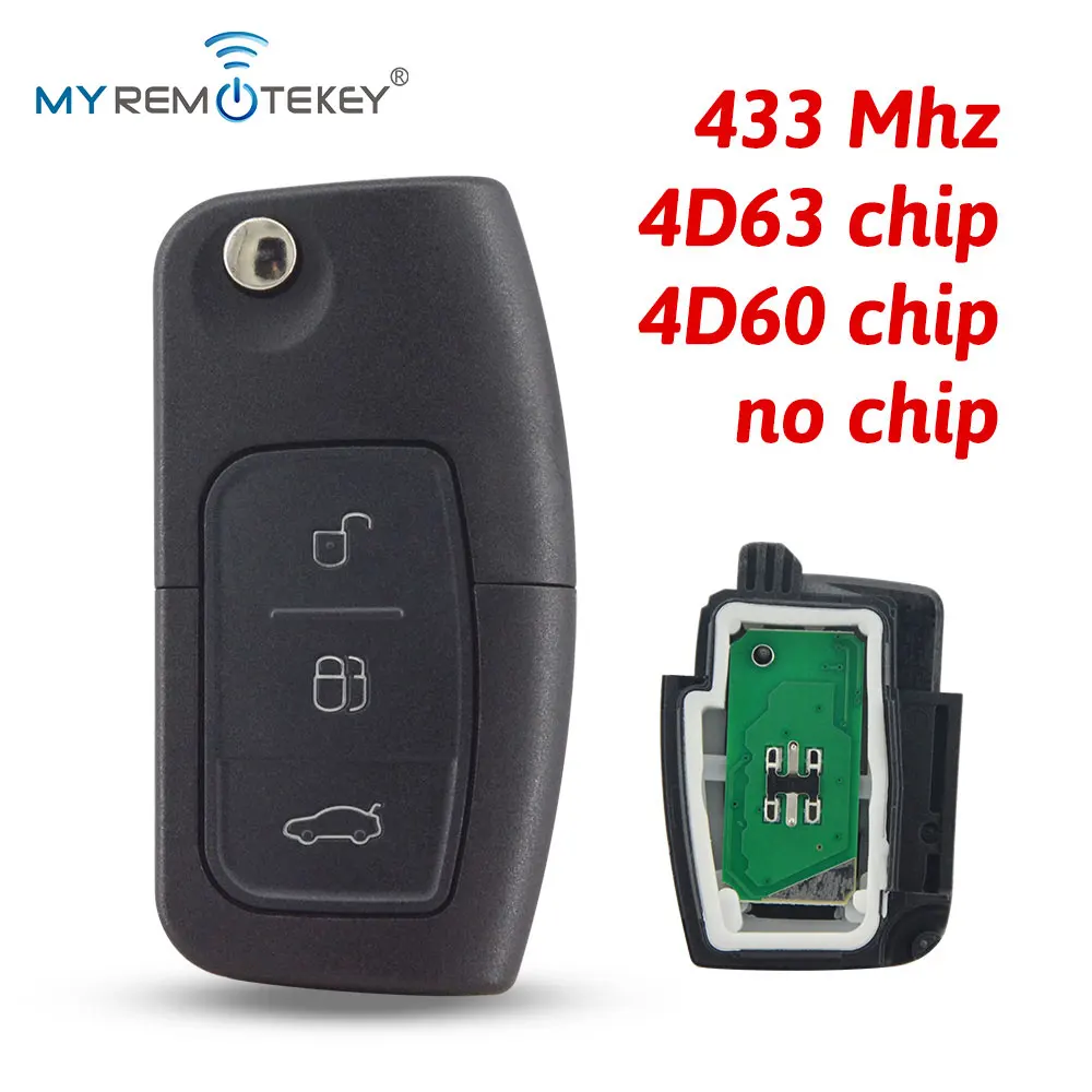 MYREMOTEKEY 3M5T15K601AB Flip Remote Key 3 Button HU101 434Mhz 4D63 / 4D60 Chip for Ford Focus C-Max Fiesta Galaxy Mondeo S-Max