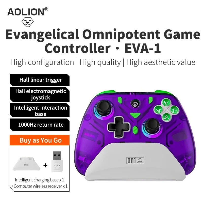 Top! Aolion K10 Gaming Controller With Charging Dock RGB Wireless Gamepad Hall Effect Joystick Trigger For Nintend