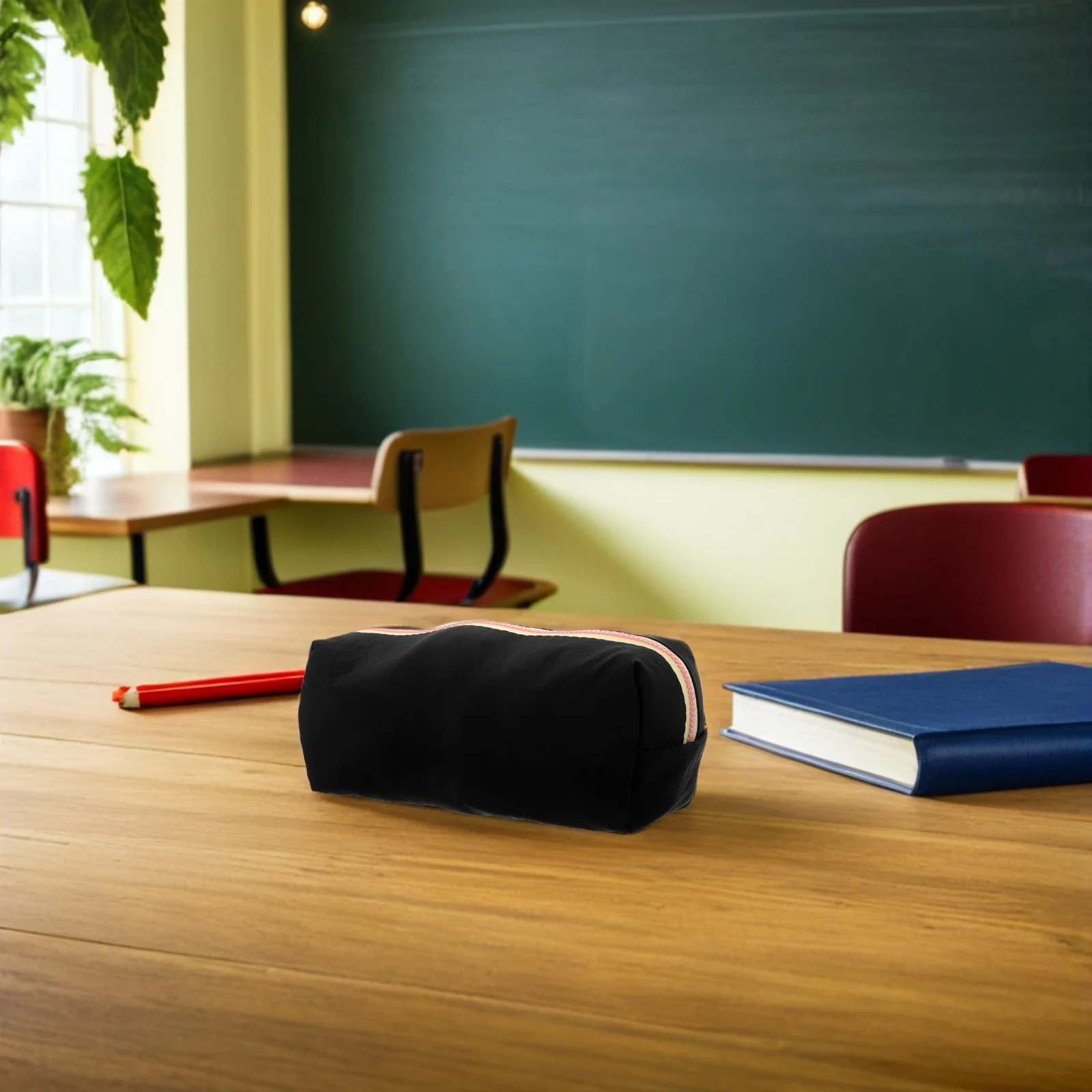 

Spacious Fabric Pencil Bag with Zipper Large Capacity Stationery Organizer for School Office Supplies