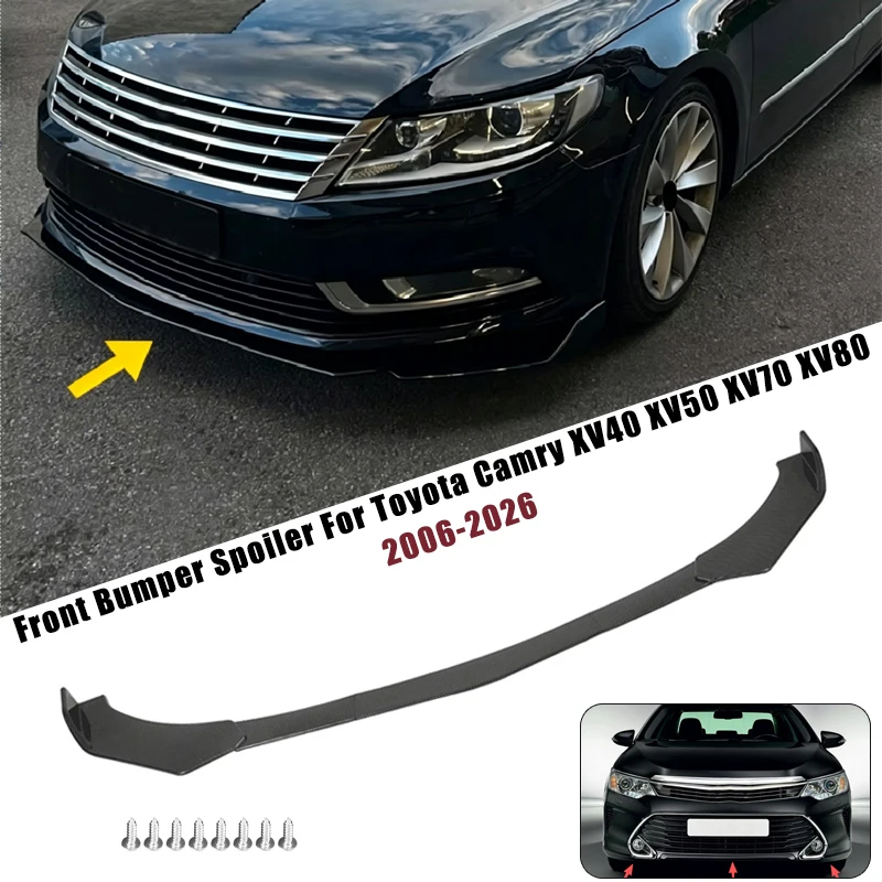 Sport Front Bumper Splitter Spoiler Lip For Toyota Camry XV40 XV50 XV70 XV80 06-26 5Pcs Adjustable Sectional Car Tuning Body Kit