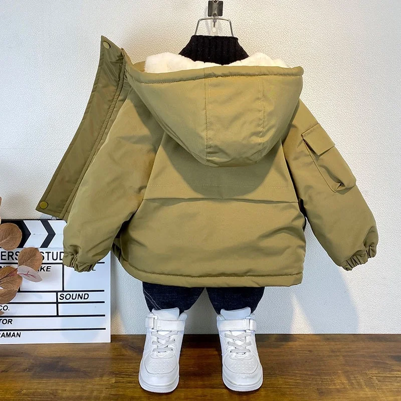 2023 inverno ragazzi giacca abbigliamento per bambini tenere in caldo cotone addensare cappotti bambini cerniera capispalla con cappuccio più