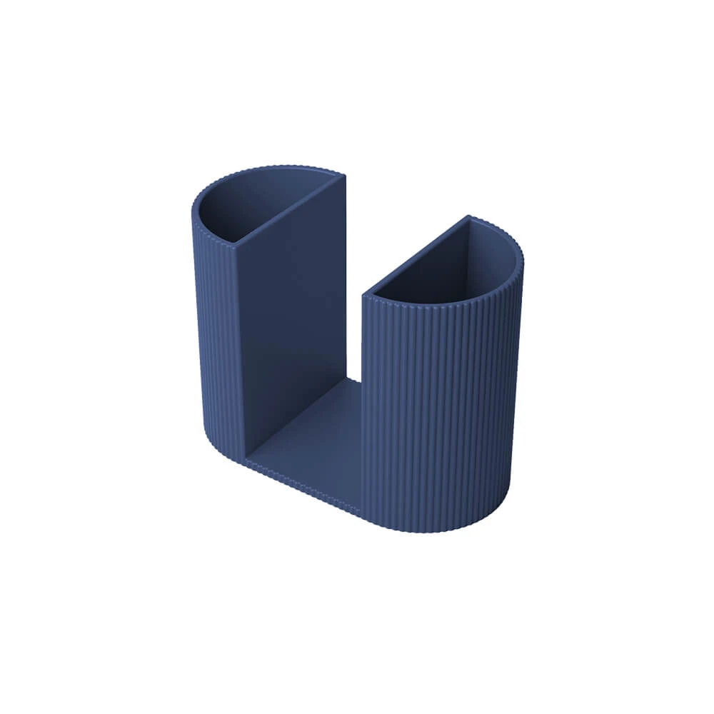 

Double-Compartment Pen Holder, 3D Printed Geometric Desk Organizer, Minimalist Office Storage for Pens & Stationery