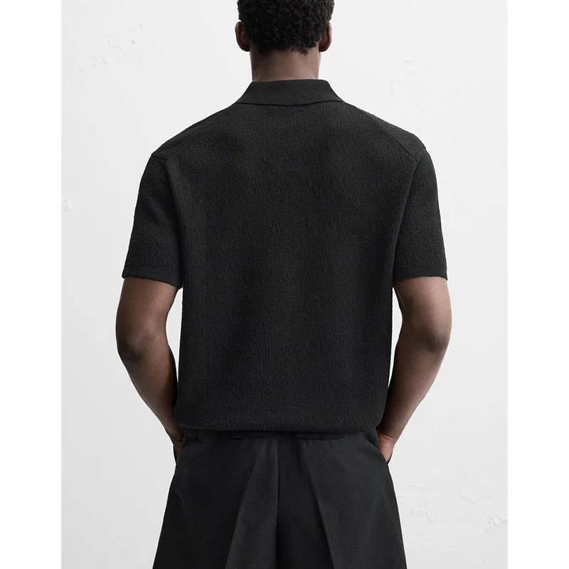 

New Summer Men's irt T-irt Mixed Fiber Slim Fit Straight Tube ort Sve Busin Casual Stand Fit Daily Wear