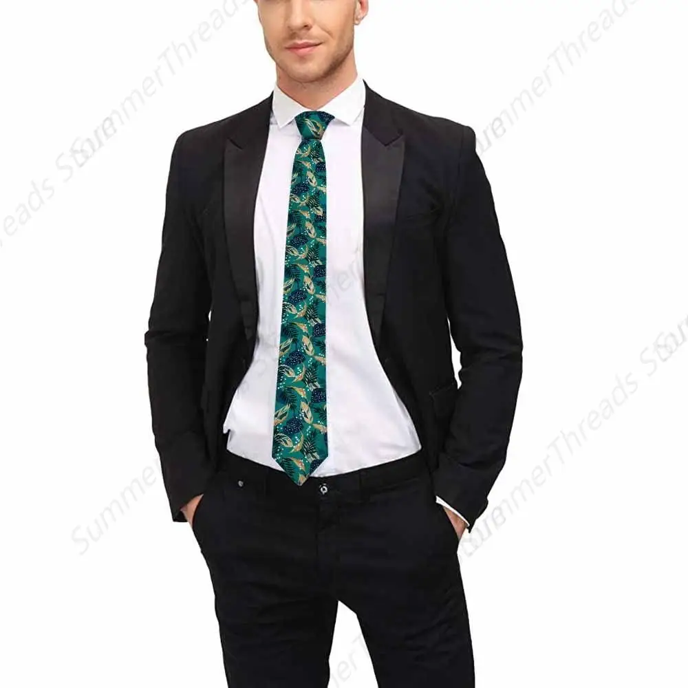 Corbata de hombre, floral de Navidad y hojas rosa fuerte y azul gasolina pálido