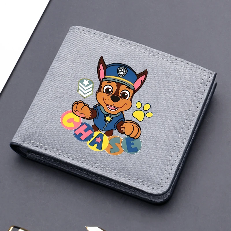 Paw Patrols Canvas Wallet Chase Marshall Short Folding Purse Cartoon Rubble Boy Card Holder Kids Coin Case Birthday Gifts