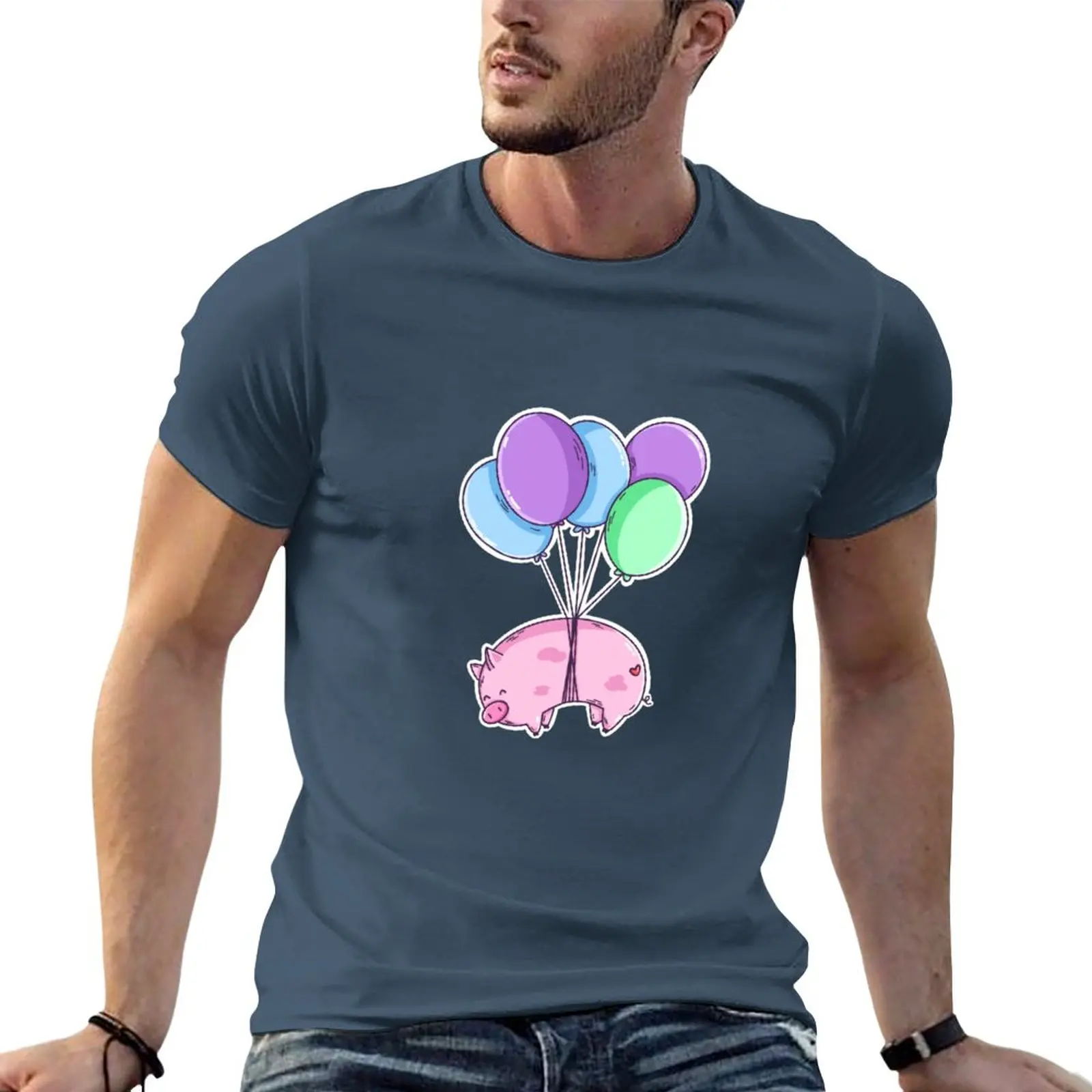 

Flying Pig T-Shirt plus sizes Short sleeve tee tops graphics plain black t shirts men