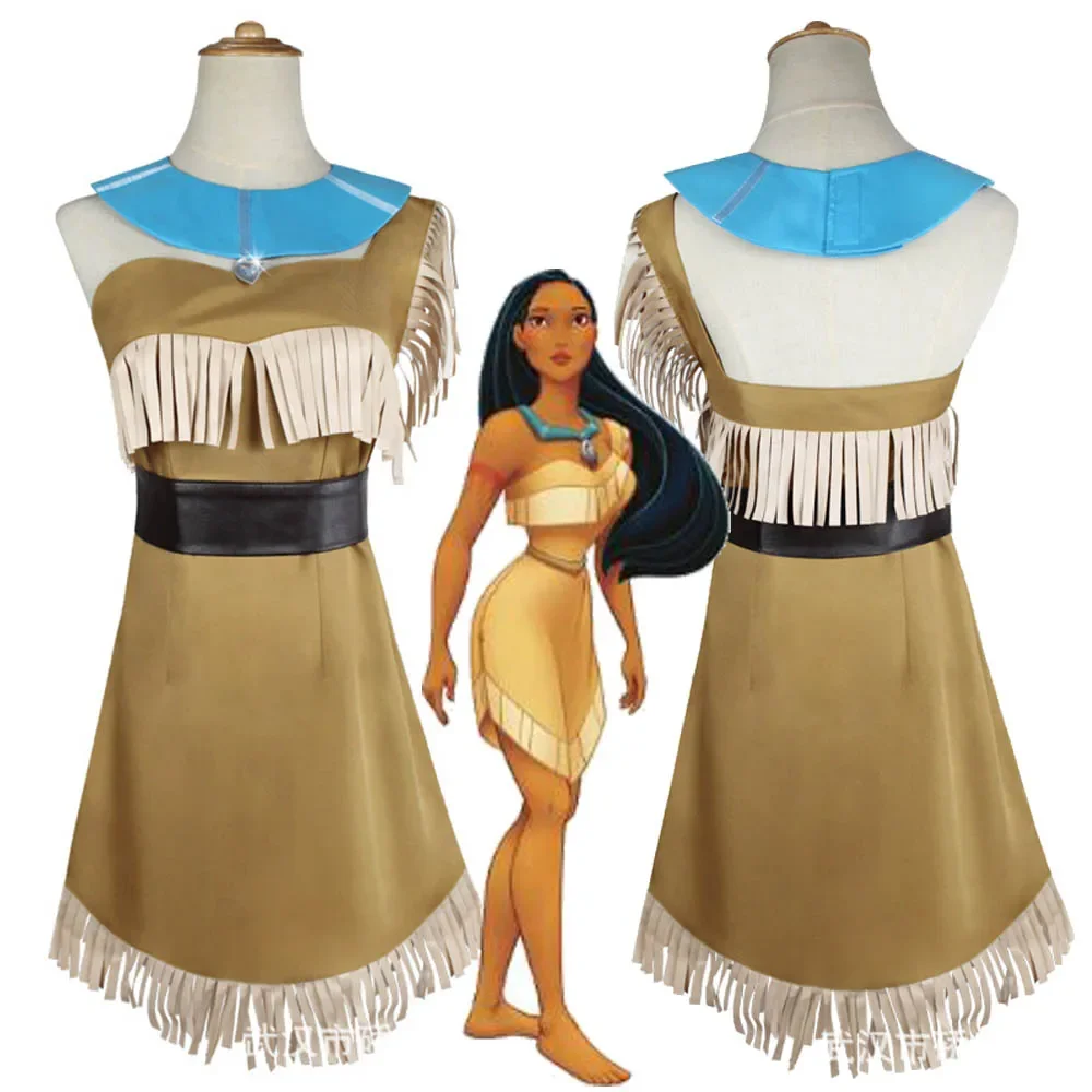 Indian Cosplay Aboriginals Chief Princess Costume Girls Women Pocahontas Huntress Dress Summer Beach Outfit Halloween Carnival