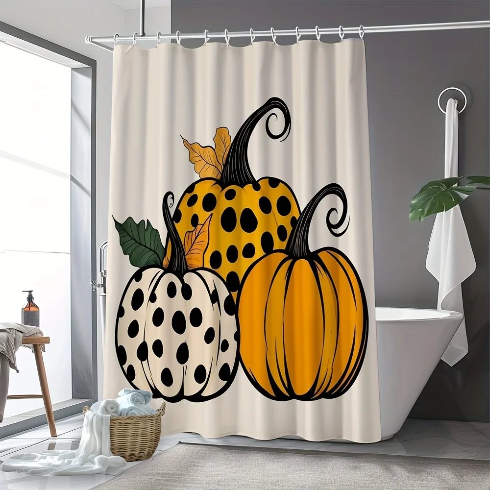 

1 шт., занавеска для душа с принтом тыквы на Хэллоуин, занавеска для ванной комнаты с 12 шт., бесплатные крючки, украшение для ванной комнаты 180x200 см