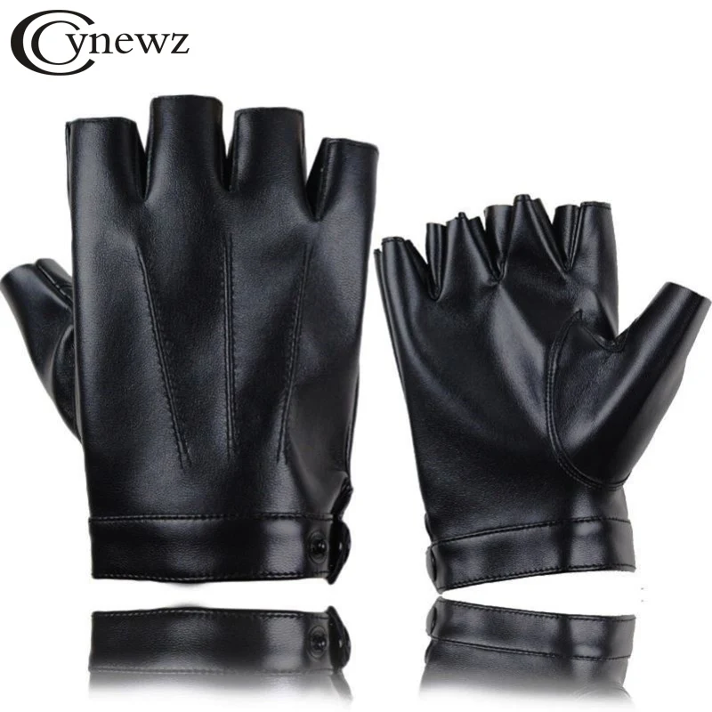 

Fingerless Men Gloves PU Leather motor Punk Gloves Male Mittens Black Half Finger Outdoor Driving Gloves Guantes Ciclismo