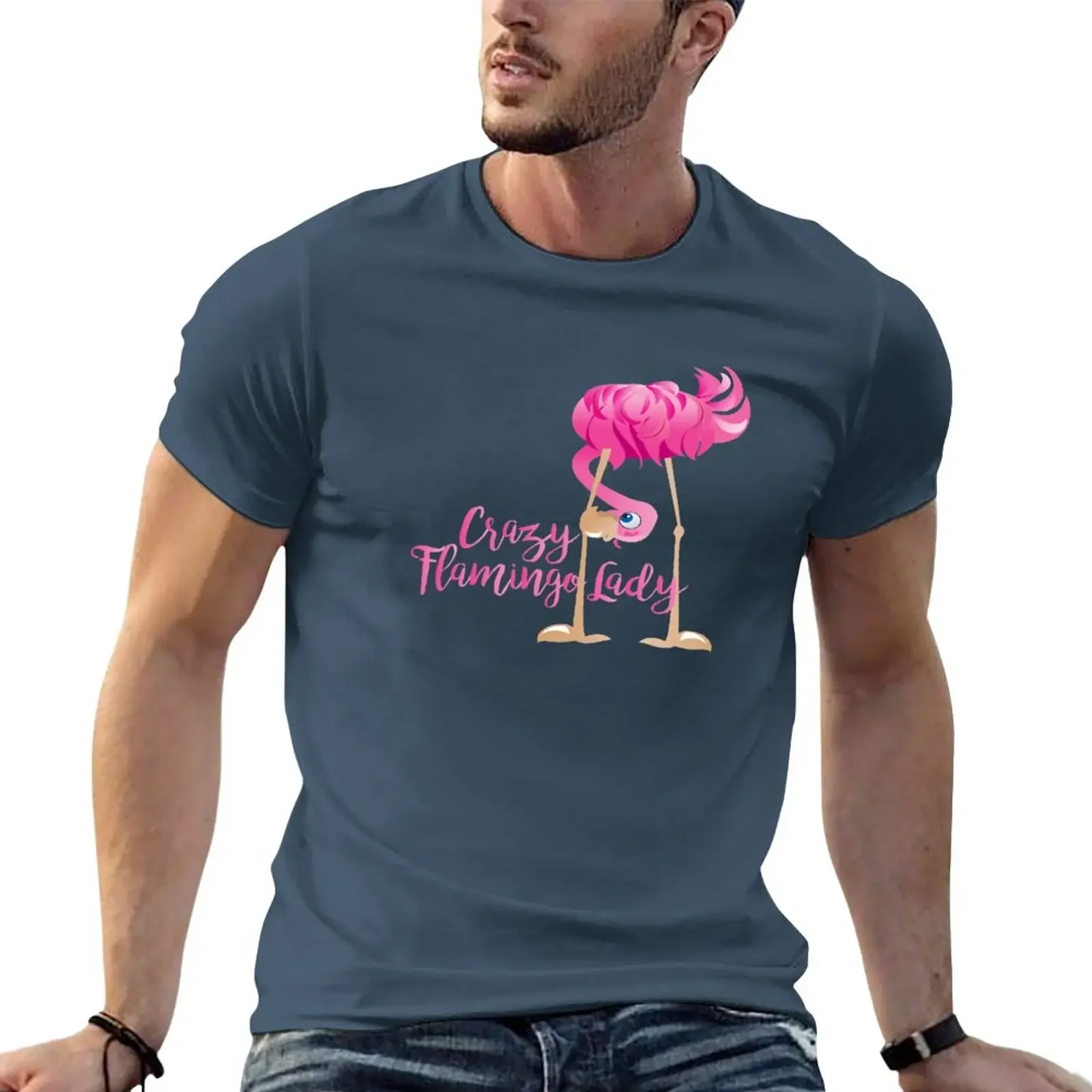 New Crazy Flamingo Lady T-Shirt Short sleeve tee plain t-shirt graphic t shirts boys t shirts mens vintage t shirts