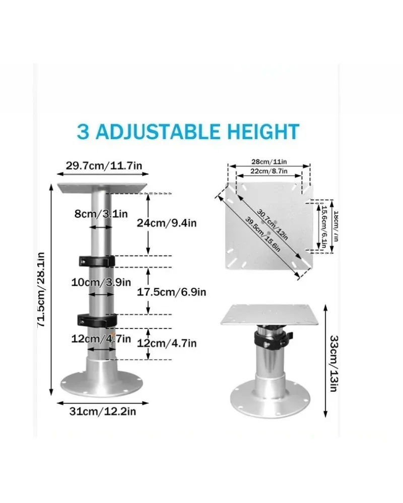 Pneumatic Lifting Table Legs, Adjustable Gas Lift Base Marine Hardware Fitting for RV & Yacht