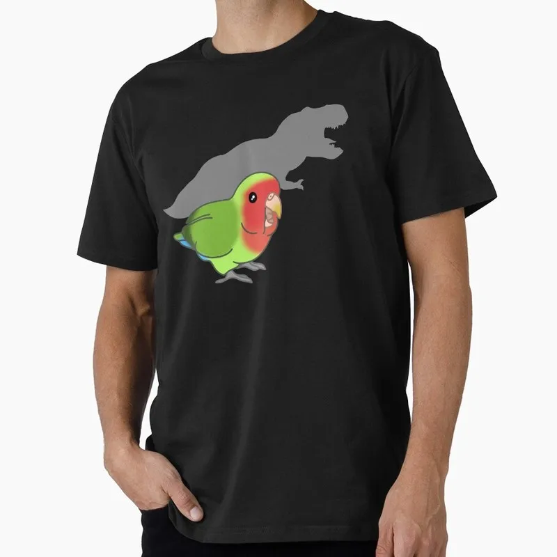 Cute T-rex green lovebird Funny Cockatiel Gift T-shirt Birds T-Rex Shadow Graphic Clothes All Size Tops Unisex Tee S-6XL