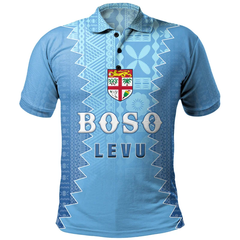 Fashion Summer 3D FijiRugby Fiji Pride Printed Polo Shirt Happy Fiji Day Graphic Polo Shirts For Men Kid Cool Polos Vintage Top