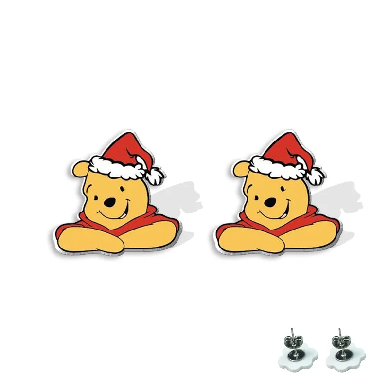 Disney The Many Adventures of Winnie The Pooh Christmas Gift Cartoon Earrings Personality Temperament Winnie Tiggo Stud Earrings