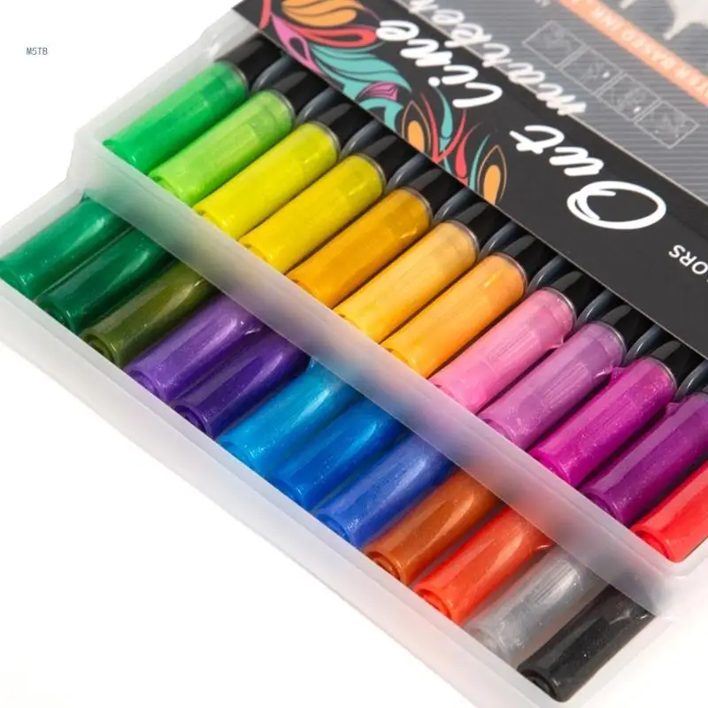 

12/24 Colors Glitter Markers Glitter Double Line Outline Pens for Scrapbooking Dropship