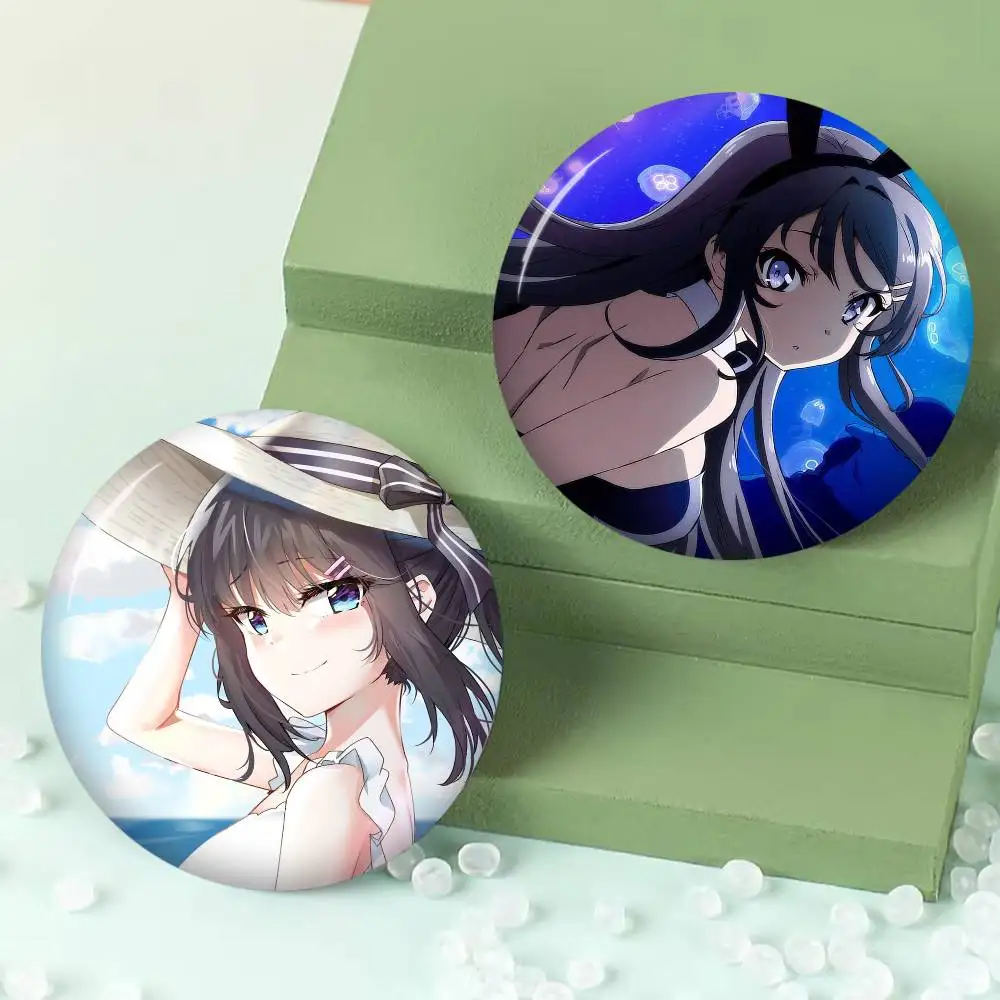 Rascal Does Not Dream Of Bunny Girl Soft Button Pin Bright Printed Icon Gift For Friends Badge Collar Brooch Lapel Pin Metal