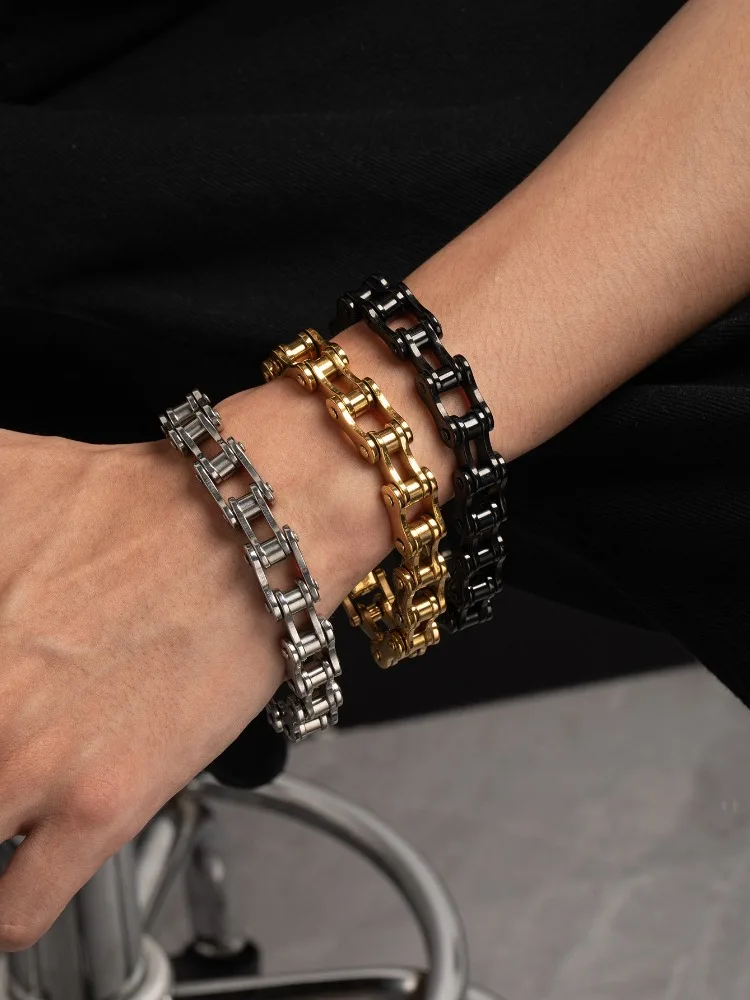 AliExpress YNO Punk Style Stainless Steel Biker Chain Bracelet Mens Motorcycle Bicycle Style Bangles Link Fashion Jewelry Daily Wear Accessorie