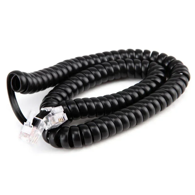 3meters RJ10 Telephone Handset Phone Extension Cord Curly Coiled Line Cable Spring Wire Telephone Handset Voice Extension Cable