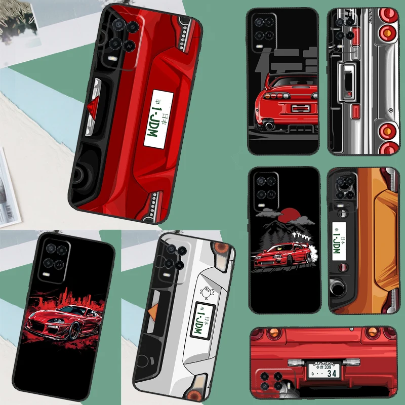 Car Back Cartoon Art JDM Case For OPPO A74 A94 A54 A17 A57 A77 A5 A9 A53 S A15 A16 A76 A96 A52 A72 A58 A78 A98 Coque