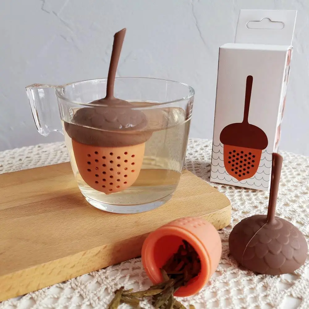 Silicone Acorn Tea Strainer High Temperature Resistance Spice Filter Oak Nut Tea Infuser Soft Tea Maker Tea Bag Strainer Gift