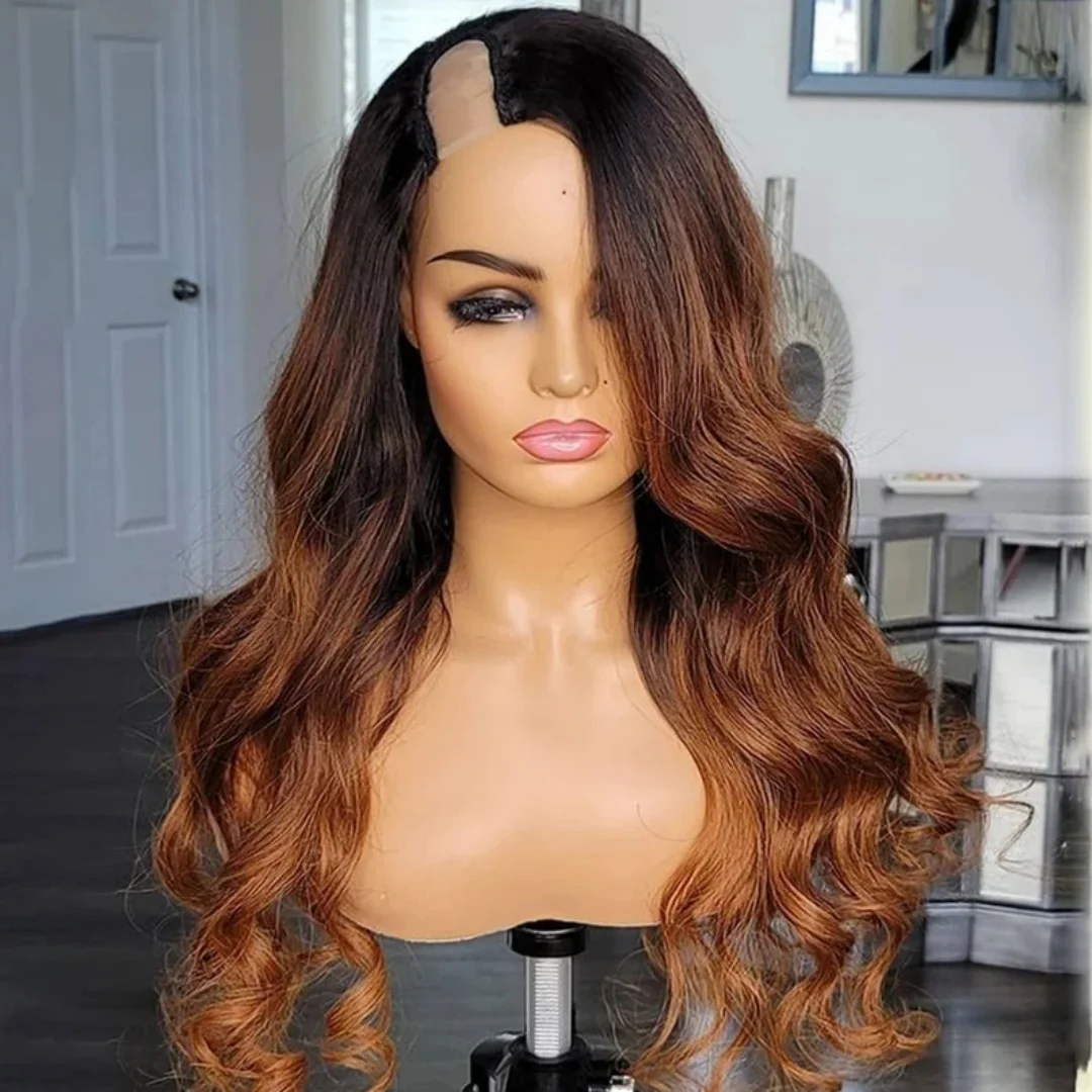 Copper Blonde Colored U Part Wig 200% Thick Glueless Brazilian Remy Human Hair Loose Wavy Upgrade U Part Wigs For Black Women