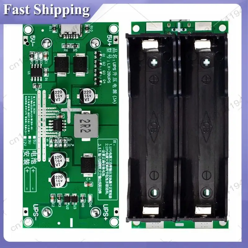 -ABDH 2X Type-C 15W 3A 18650 Lithium Battery Charger Module DC-DC Step Up Booster Fast Charge UPS Power Supply Converter 12V