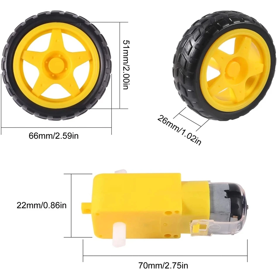 2Pcs L298N Stepper Motor Control Module  Dual H-Bridge + 4 Sets DC Gear TT Motor Smart Car Wheel + Dupont Line for Arduino