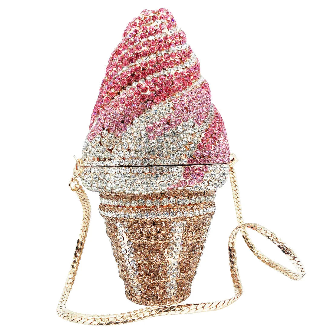 

Клатч для мороженого, новая обеденная сумка с мороженым и бриллиантами, банкетный клатч со стразами, женская сумка
