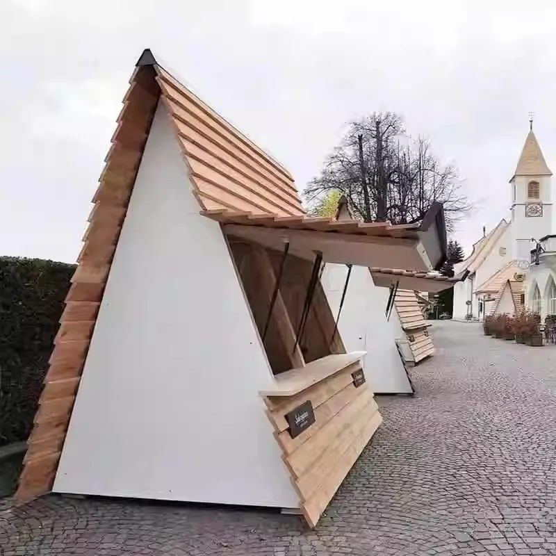 Triangle wooden house Outdoor scenic coffee house, food stall, kiosk, pavilion, movable wooden house