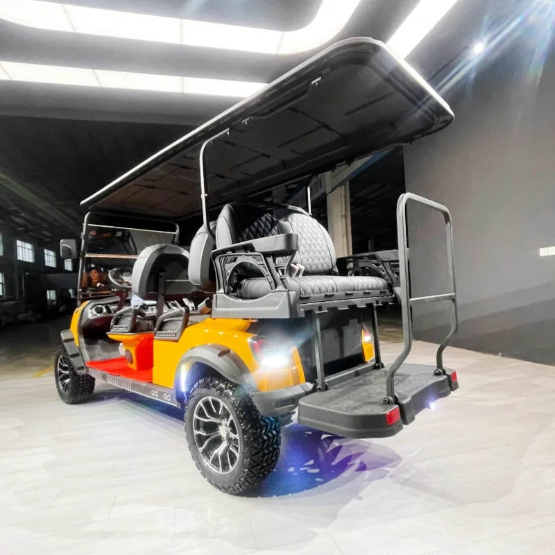 

Low Speed 4 Wheel Club Car Lithium Battery Electric Golf Cart For Sale With Black High-End Seats Bumper 14-Inch Off-Road Tires