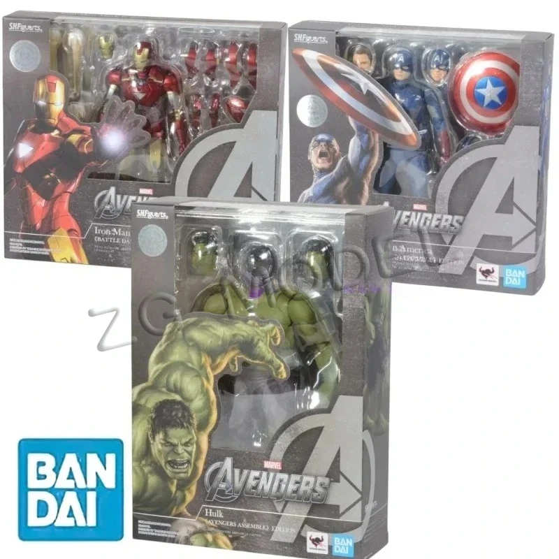 Figura de acción de la serie Anime de Bandai Shf Marvel Avengers Endgame Edition: Capitán América, Iron Man Mk6, Thor, Hulk