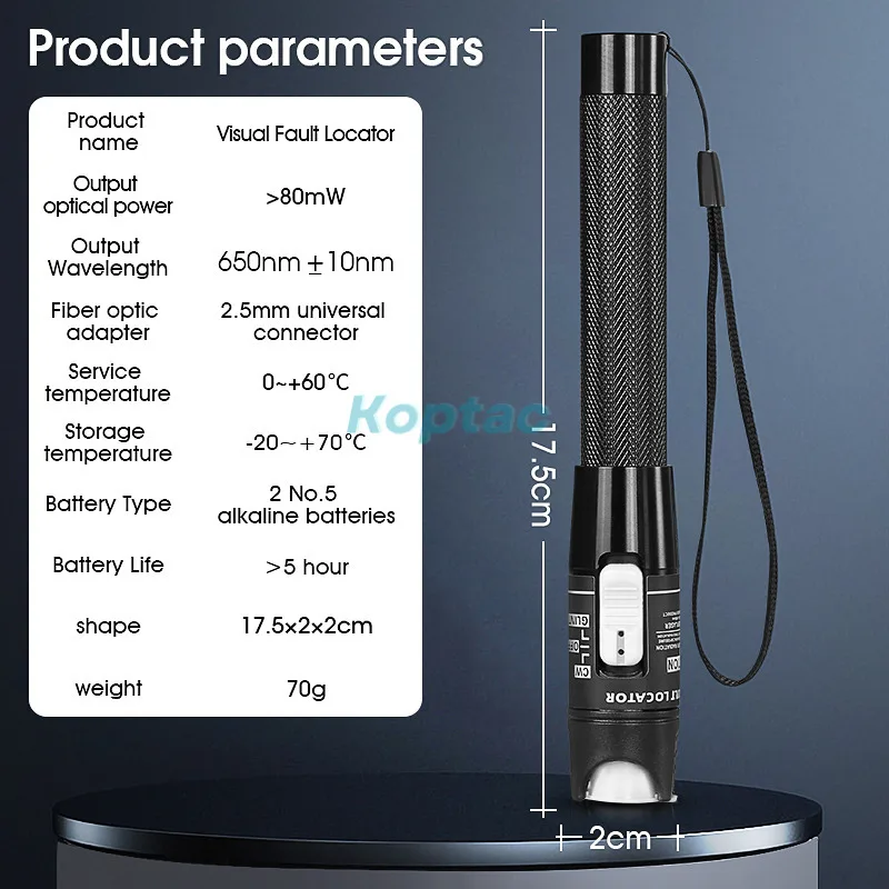 FC-LC 어댑터가 있는 시각적 결함 로케이터, 광섬유 적색 광원 테스트 펜, VFL 80MW