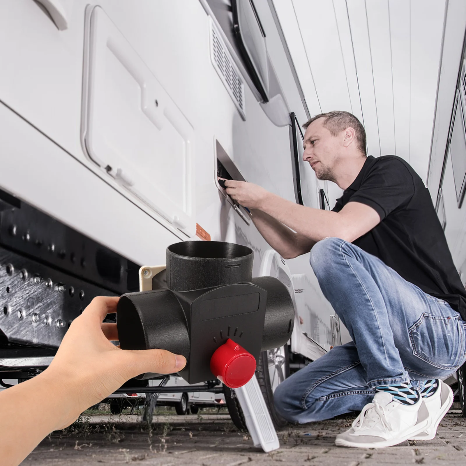 ثلاثي الاتجاه صمام بلاستيكي سخان التوقف صمام التحكم في التدفق للسيارات Rvs منفذ الهواء موصل مجاري الهواء 75 مللي متر سهلة التركيب #5