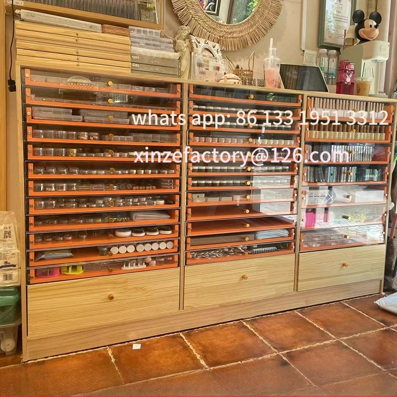 

Customizable wood manicure cabinet nail polish display counter
