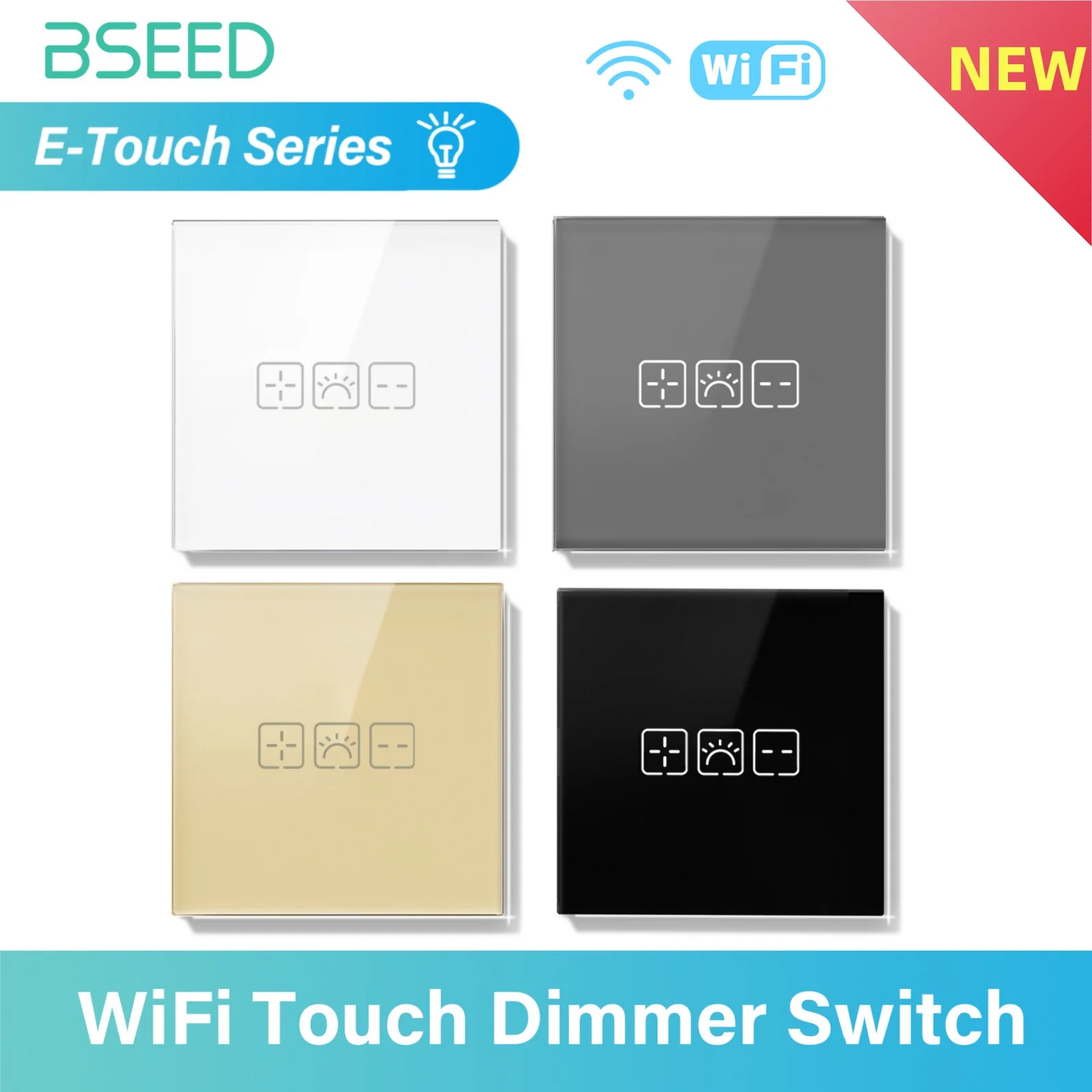 BSEED EU Touch Wifi Light Dimmer Smart Wireless Wifi Dimmer Glass Panel White Black Golden Colors For Smart Home E Series