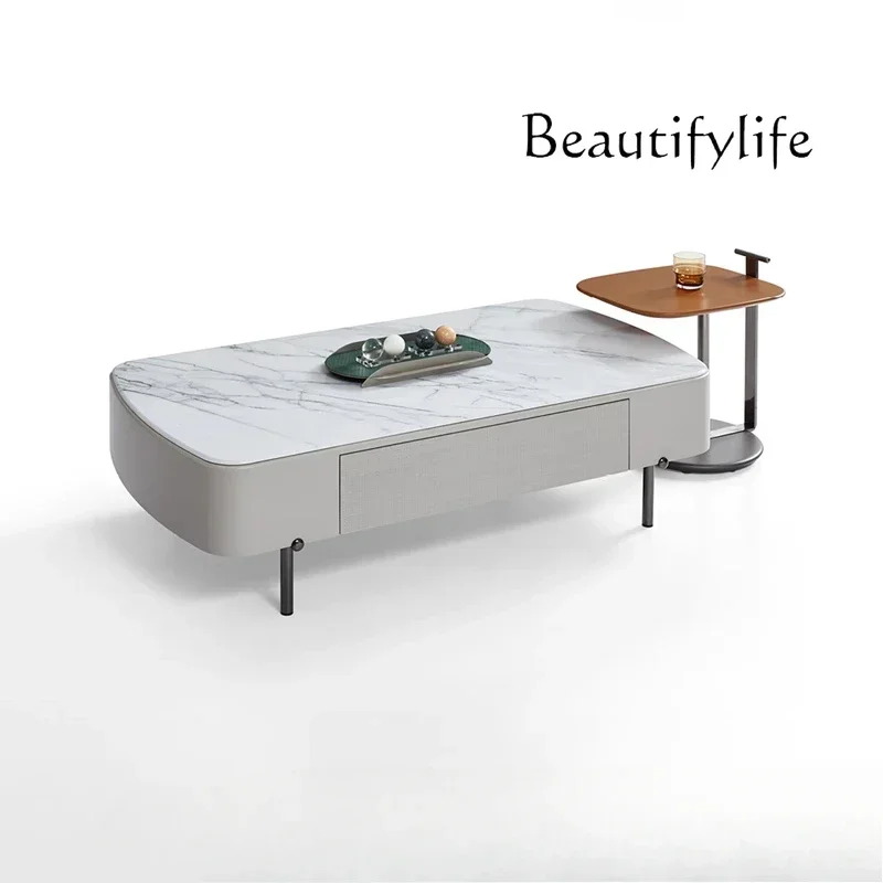 N19 Light luxury microcrystalline stone coffee table TV cabinet combination living room storage supercrystalline luxury stone