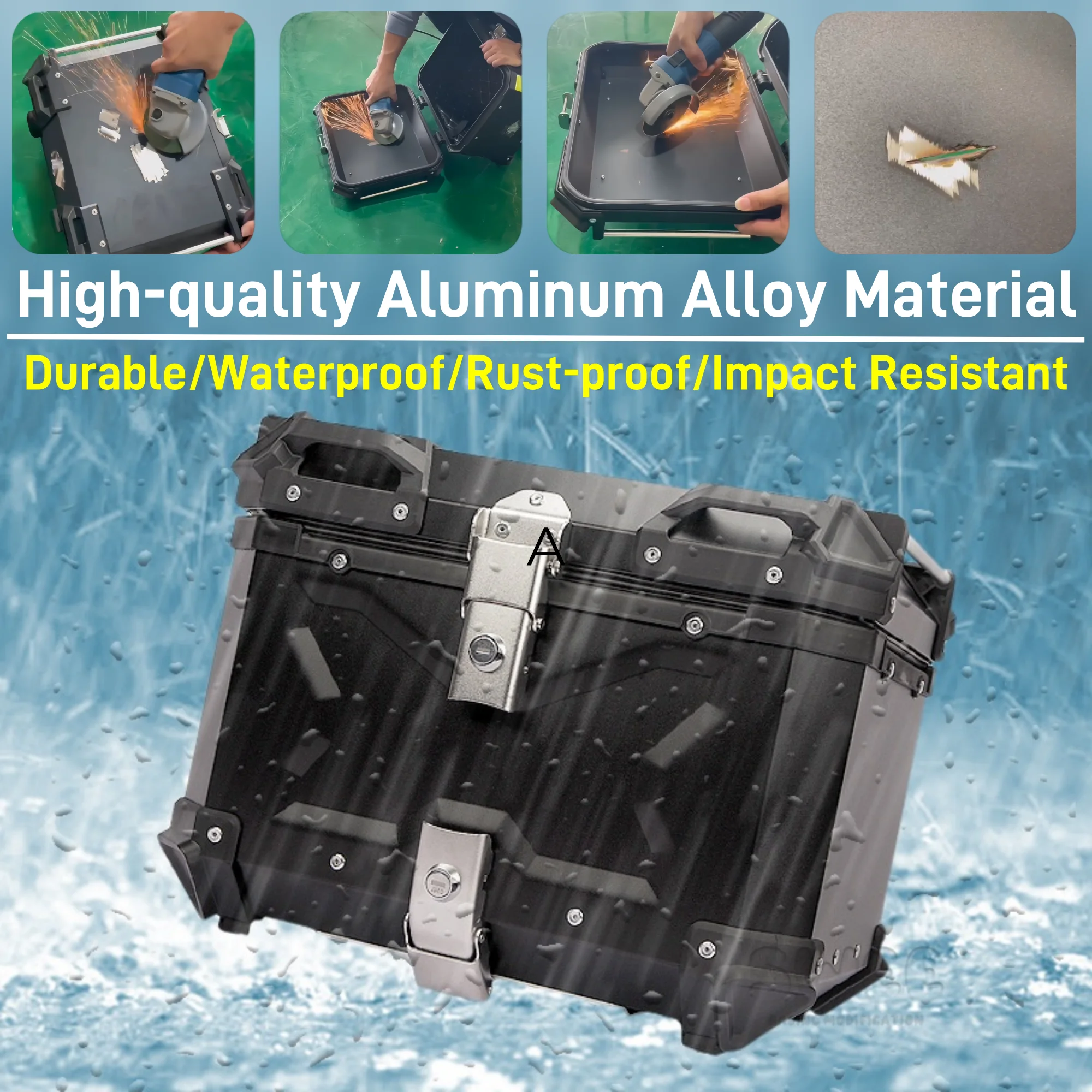 65L, 55L, 45L Aluminium Motorrad-Topcase Helmbox Wasserdichter Motorrad-Koffer Heckbox Gepäckbox mit Schnellverschluss Werkzeugbox – Detail 6