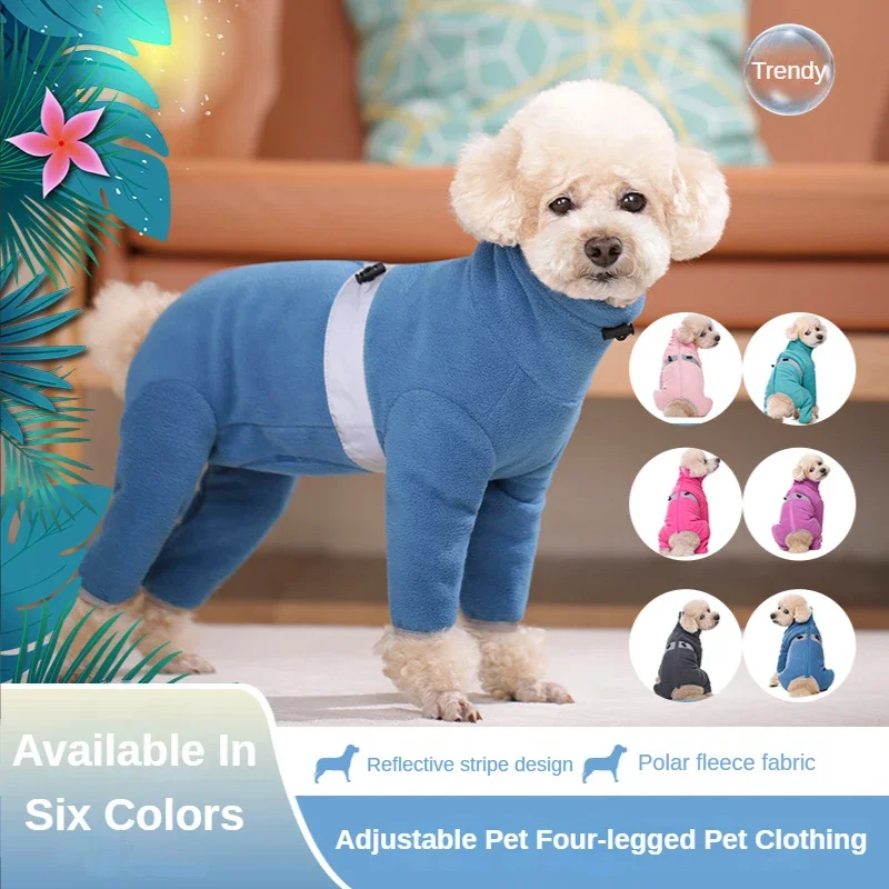 Pet Dog Clothes Autumn and Winter Bichon Frise VIP Teddy Small Dog Chest Adjustable Full Package Warm Four-legged Coat