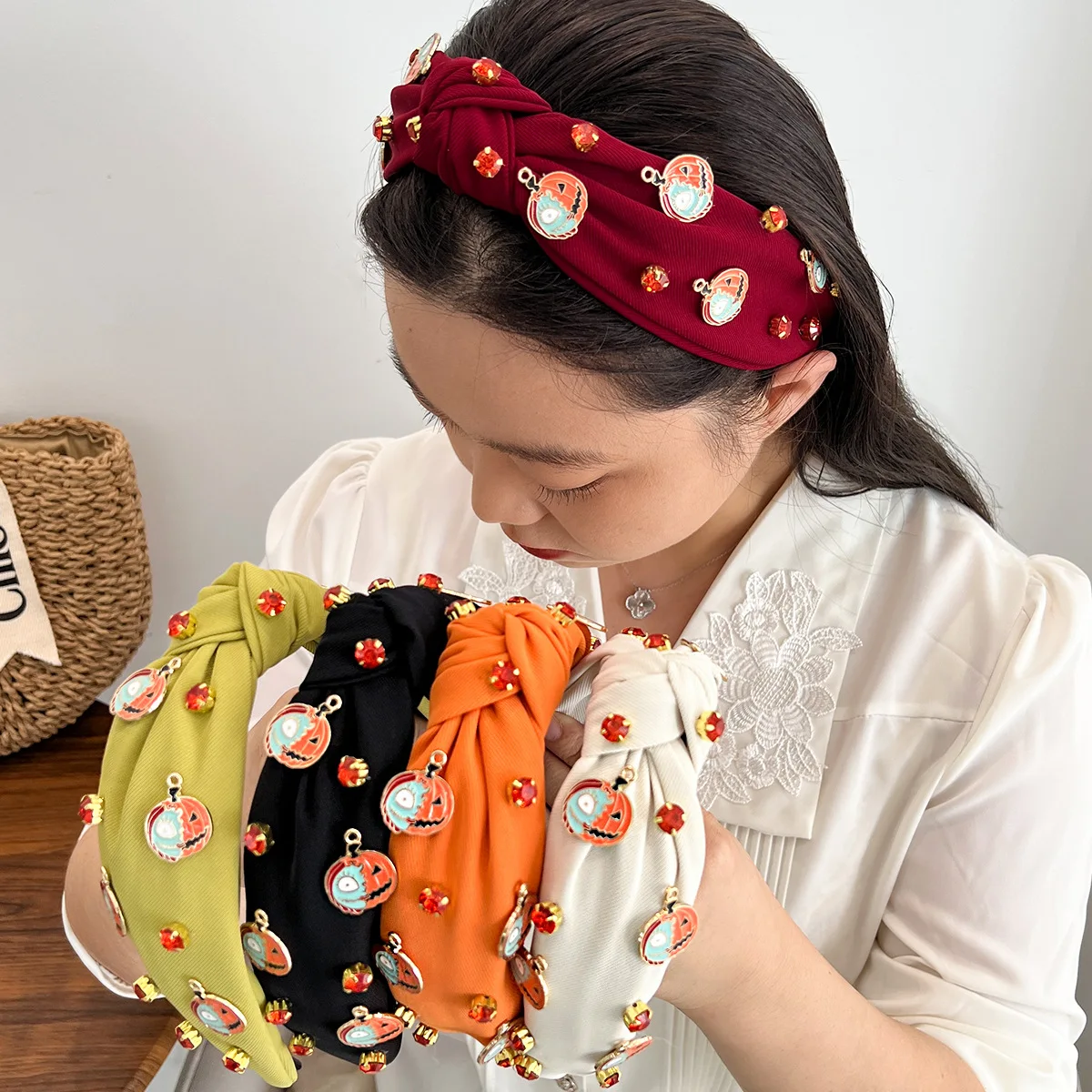 

Autumn and Winter New Halloween Pumpkin Demon Letter Headband Dark Style Trendy Festival Hair Accessories
