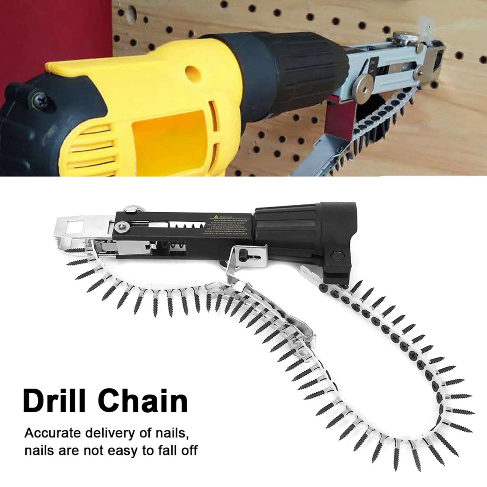 3pcs Woodwork Automatic Nail  Adapter Electric Drill Chain Attachment Set