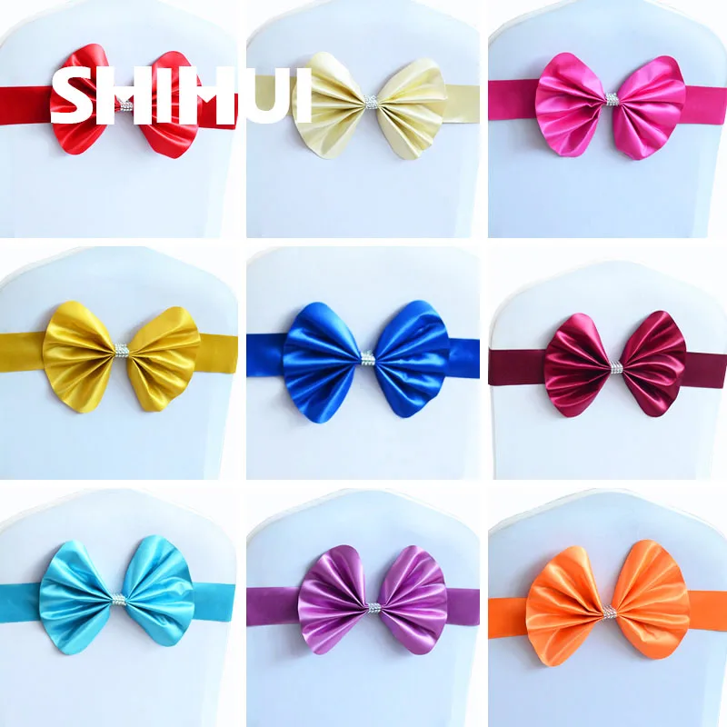 

Chair Sashes Tie Satin Knot Cover Back Butterfly Seat Ribbon Belt Bow For Banquet Wedding Party Event Kindergarten Decoration