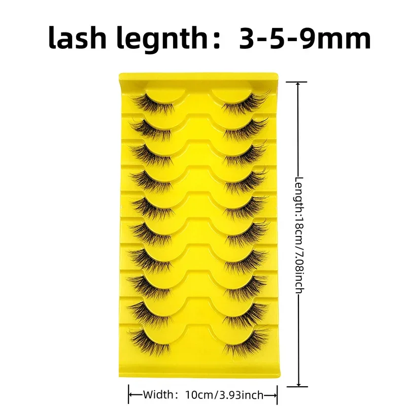 10 paires de faux cils élégants, conception d'oeil de chat vaporeux pour un moelleux naturel – Parfait pour un glamour quotidien